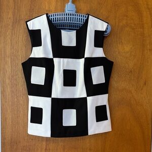 Vintage Laundry By Shelli Segal Black and White Checkered Blouse
